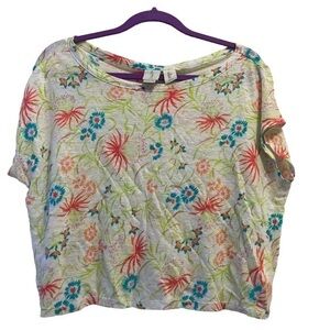 Joie Floral 100% Linen Crop Top Size Large
